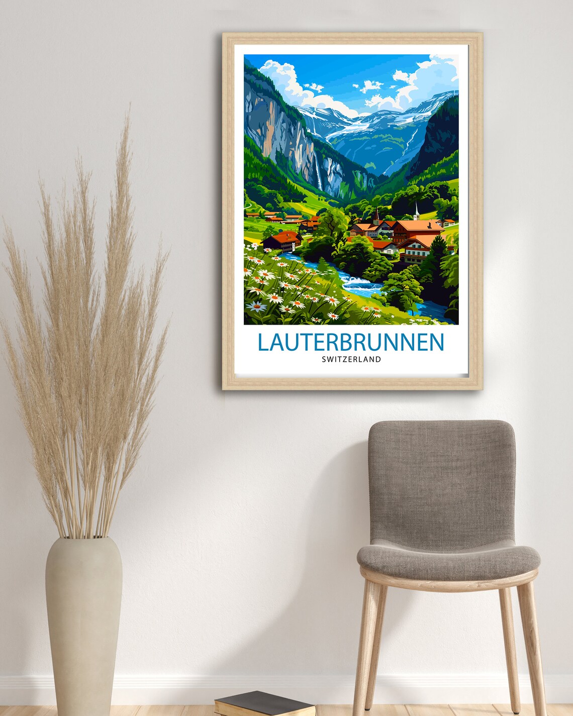 Lauterbrunnen Switzerland Travel Poster, Alpine Valley - Image 2