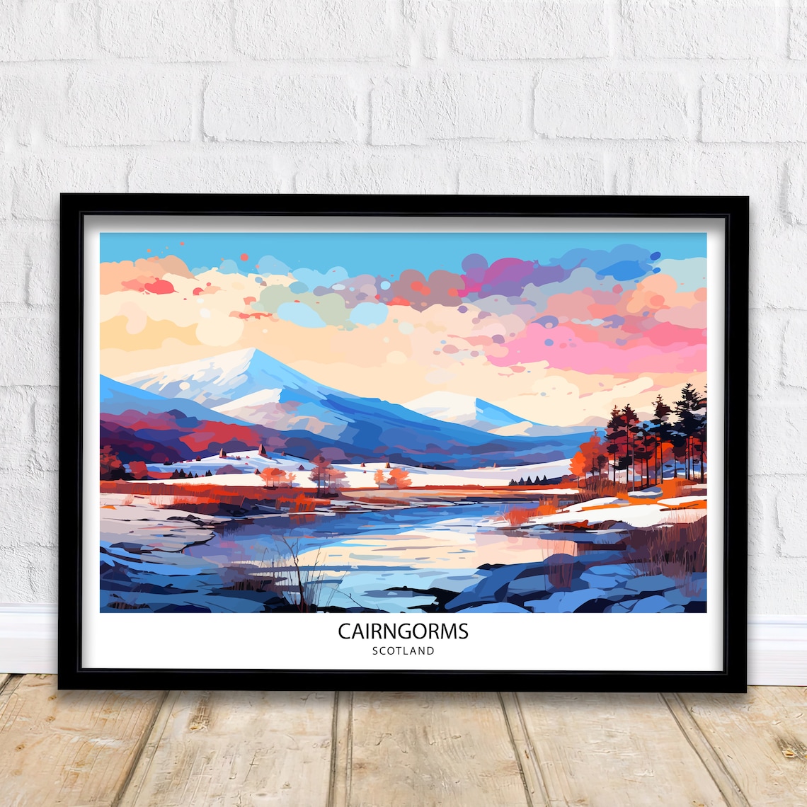 Cairngorms National Park Travel Poster, Scotland Highlands