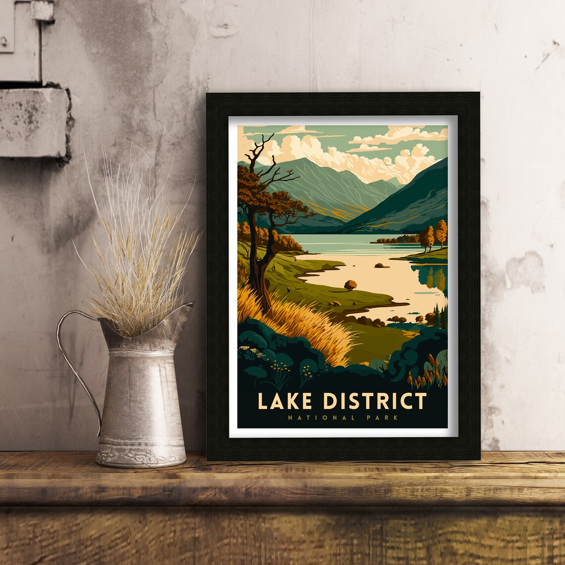 Lake District National Park England Lake Fells Vintage Travel Poster - Image 2