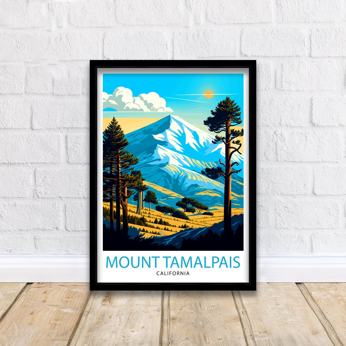 Mount Tamalpais Travel Print California Wall Art Mount Tamalpais Poster Mountain Landscape Travel Poster California Decor Nature Print - Image 3