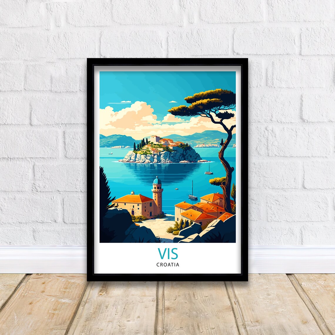 Vis Croatia Travel Poster, Vis Island Home Decor - Image 2