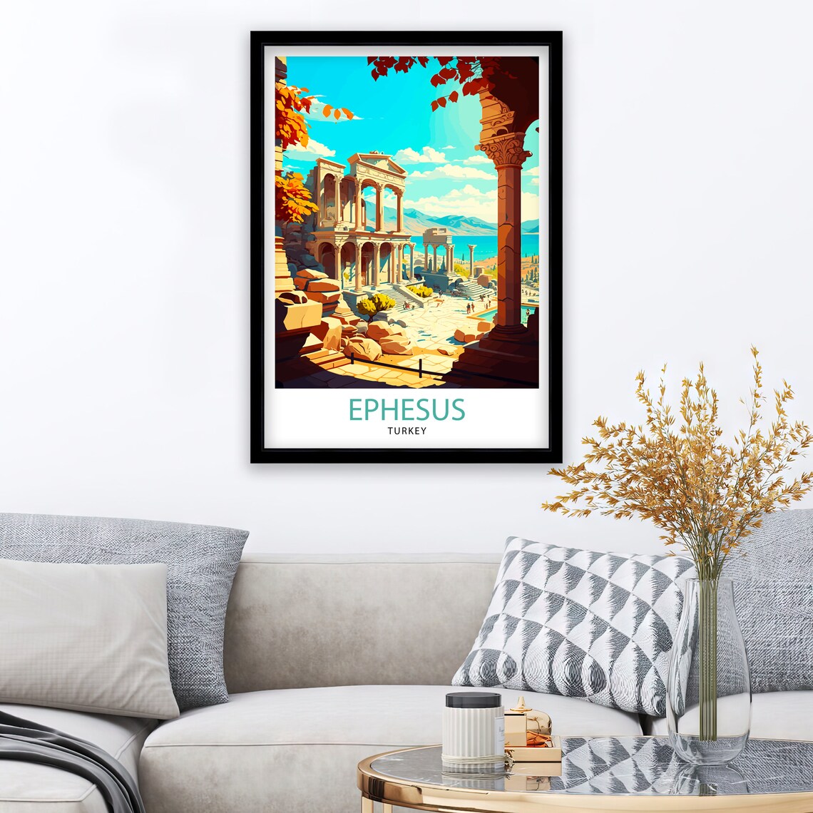 Ephesus Turkey Travel Poster, Europe Landmark View - Image 2