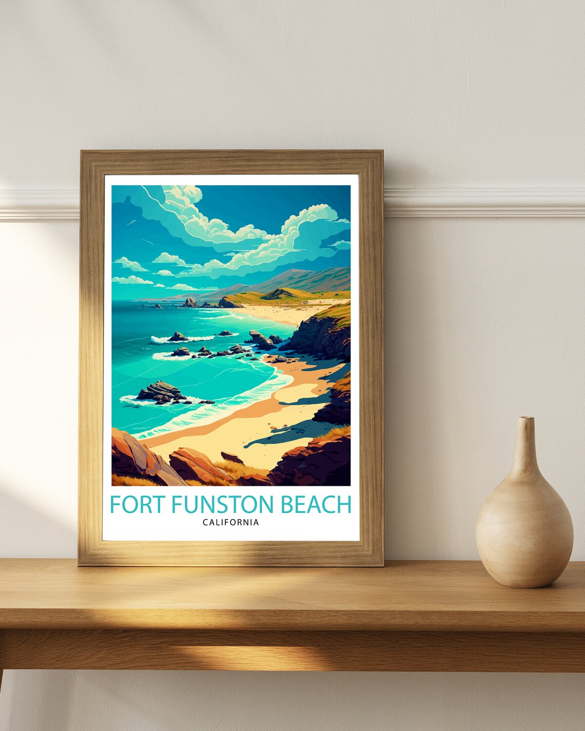 Fort Funston Beach California Rocky Coast Surf Vintage Travel Poster - Image 3