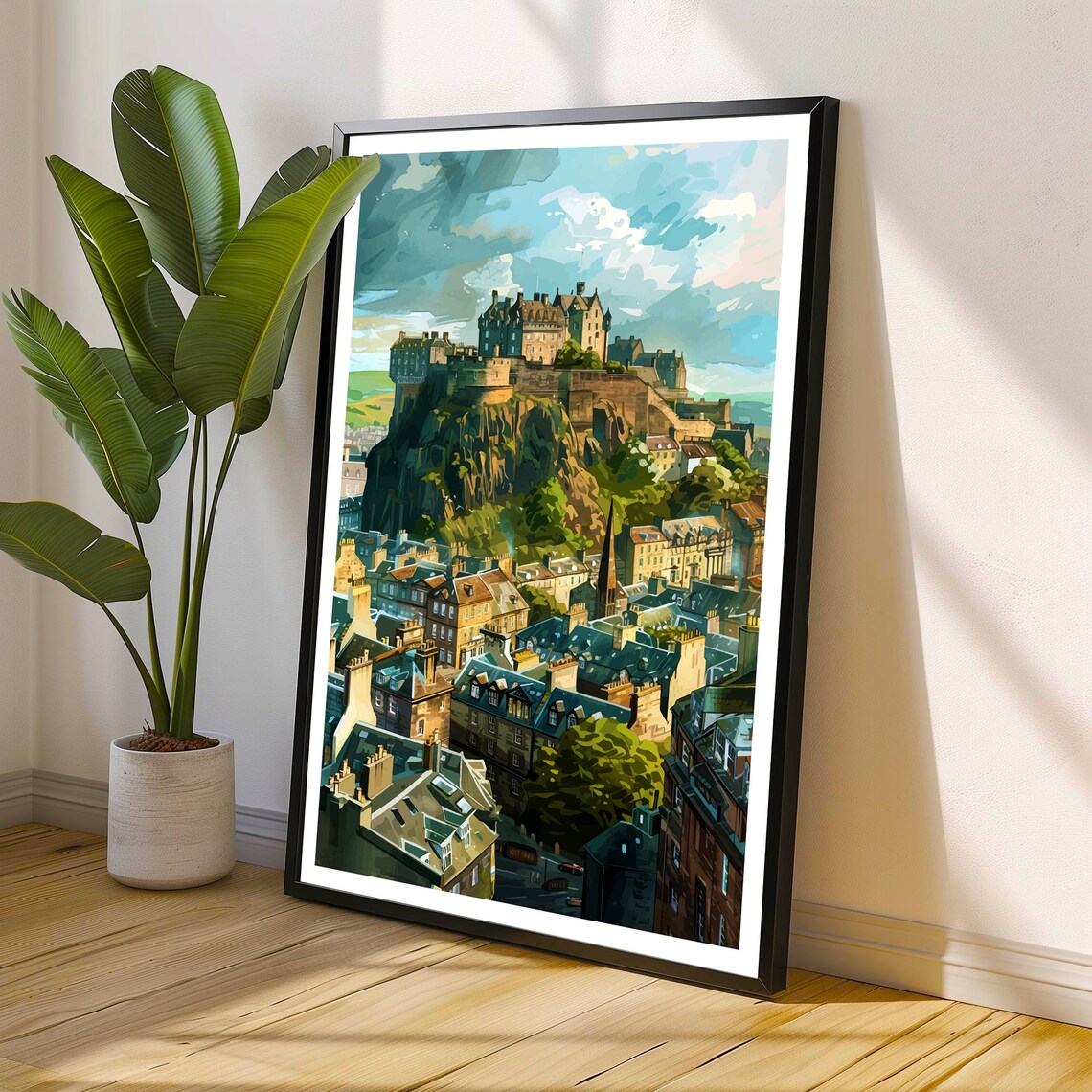 Edinburgh Castle Scotland Historic Old Town Skyline Travel Poster - Image 2