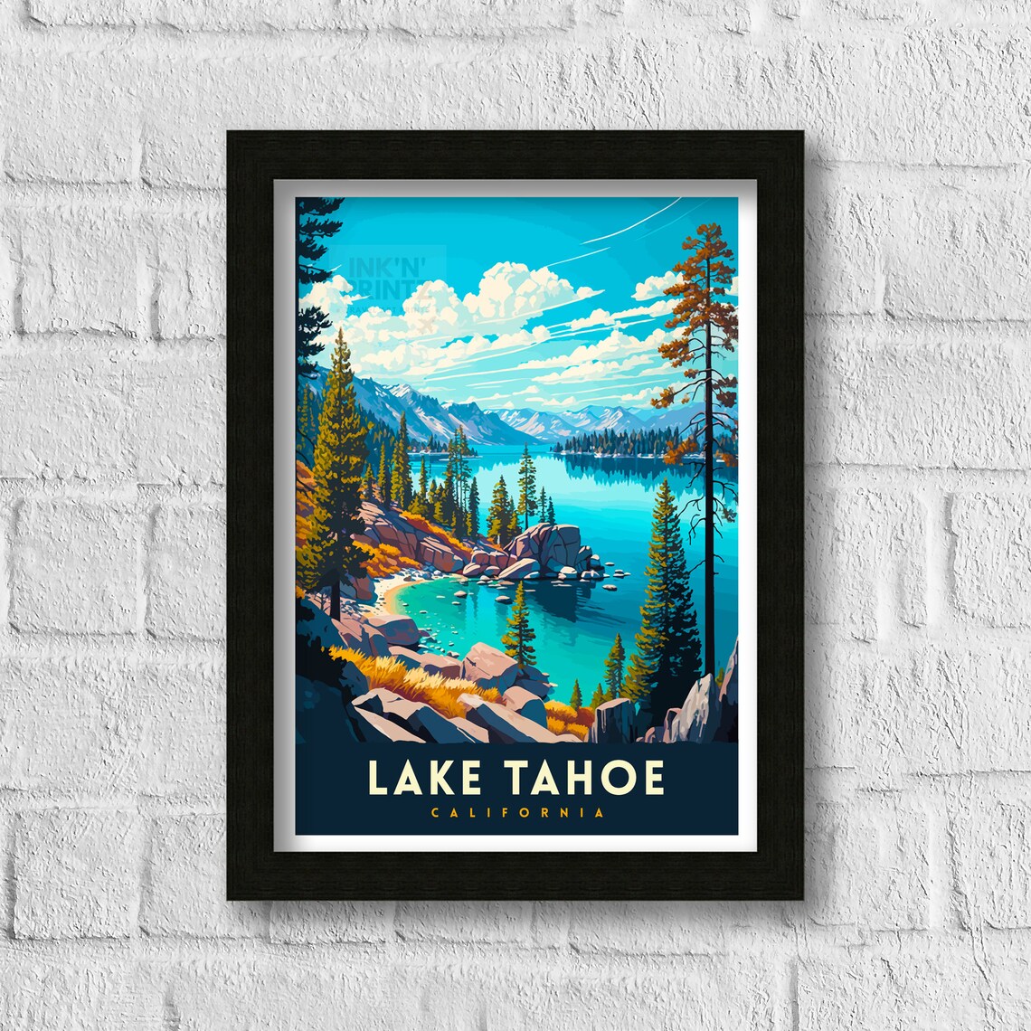 Lake Tahoe Travel Print Wall Decor Wall Art Lake Tahoe Wall Hanging Home Dcor Lake Tahoe Gift Art Lovers Usa Art Lover Gift Print Art - Image 3