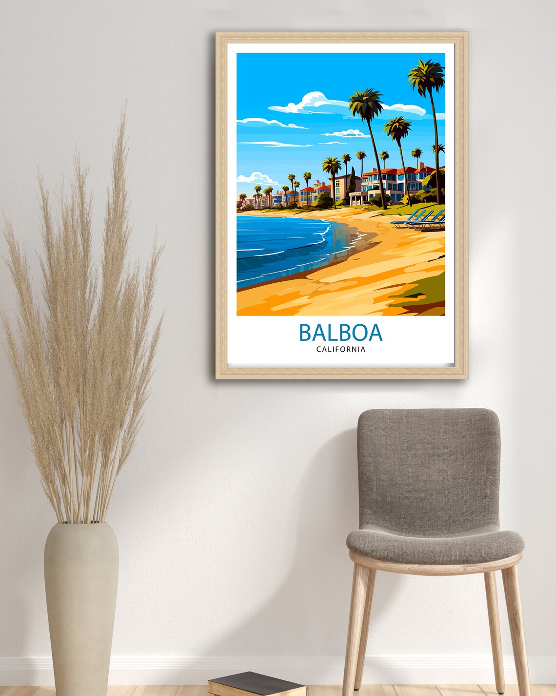 Balboa California Sunny Palm Beach Vintage Travel Poster Art - Image 3