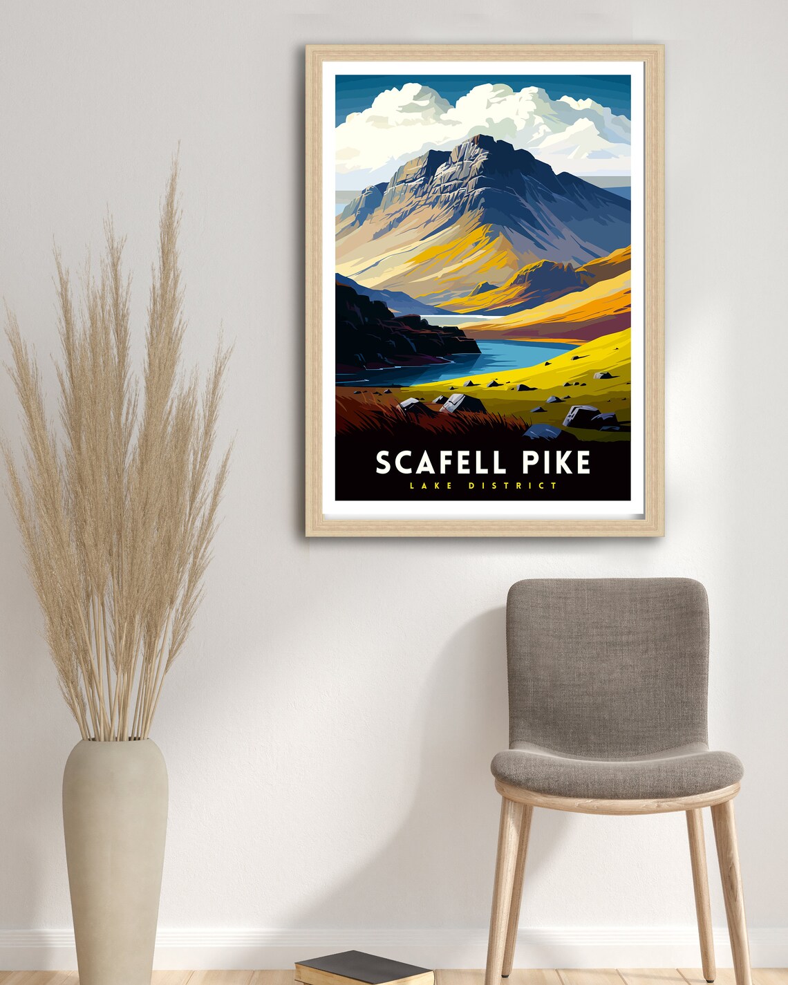 Scafell Pike Illustration Hikers Travel Poster - Image 3
