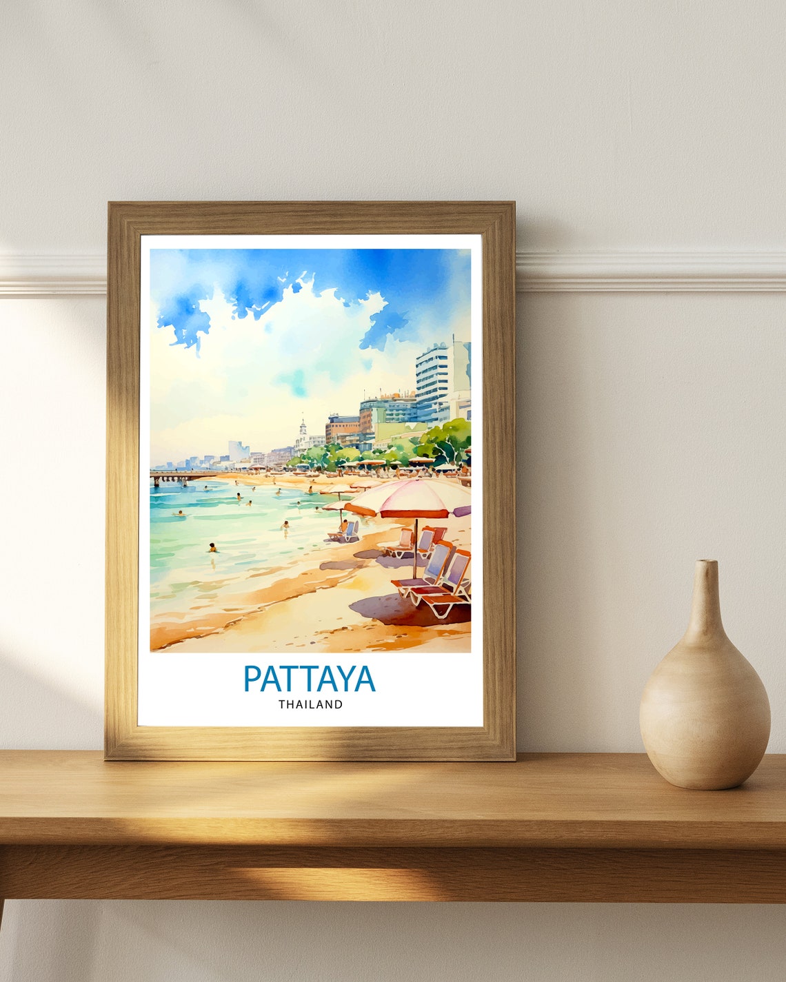 Pattaya Thailand Travel Print Pattaya Wall Decor Pattaya Poster Thailand Travel Prints Pattaya Art Print Pattaya Illustration Pattaya Wall - Image 3