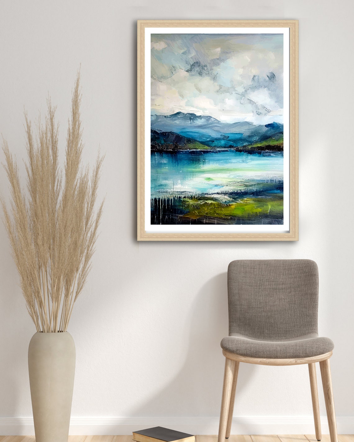 Derwentwater Abstract Watercolor Lake District Blue Lake Scene Print - Image 2