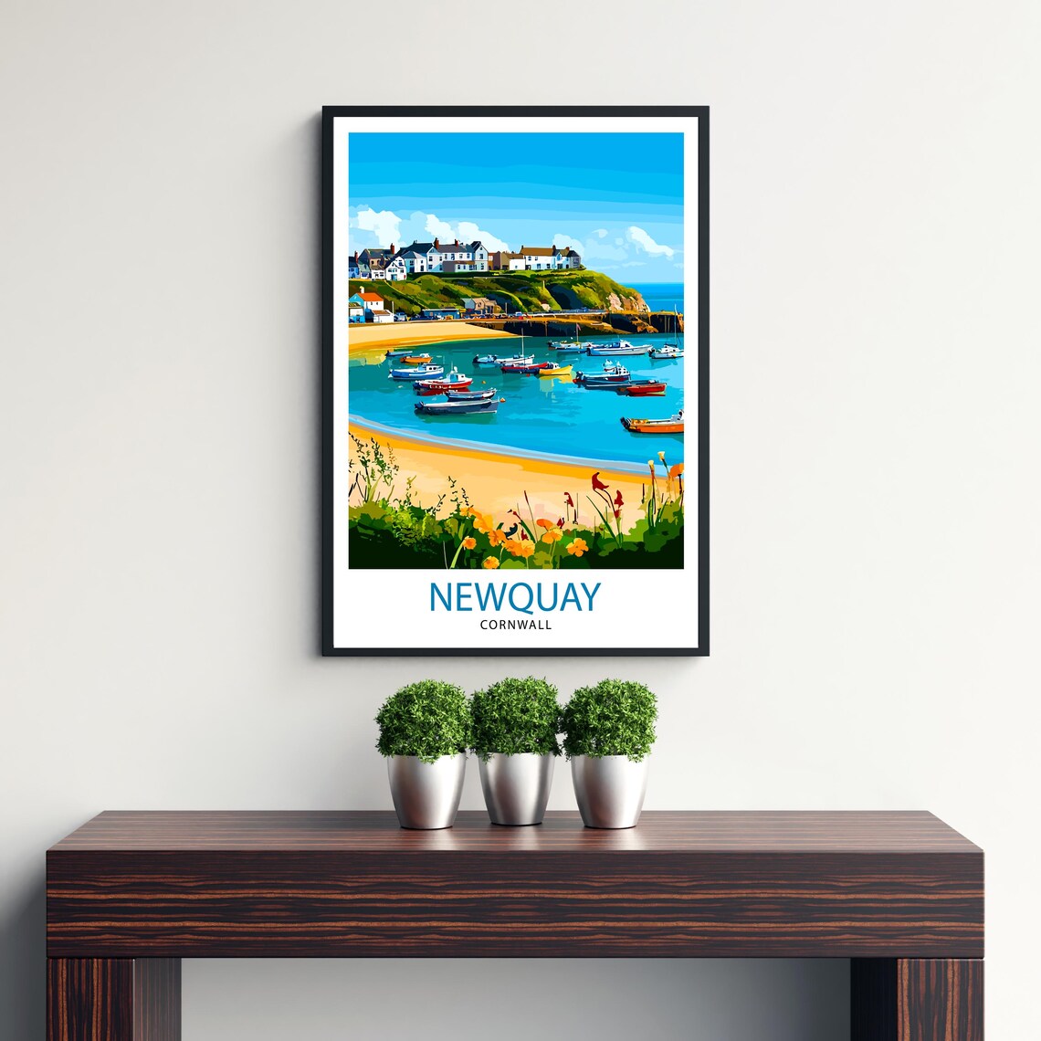 Newquay Cornwall Harbour Boats Beach Seaside Town Travel Poster - Image 2