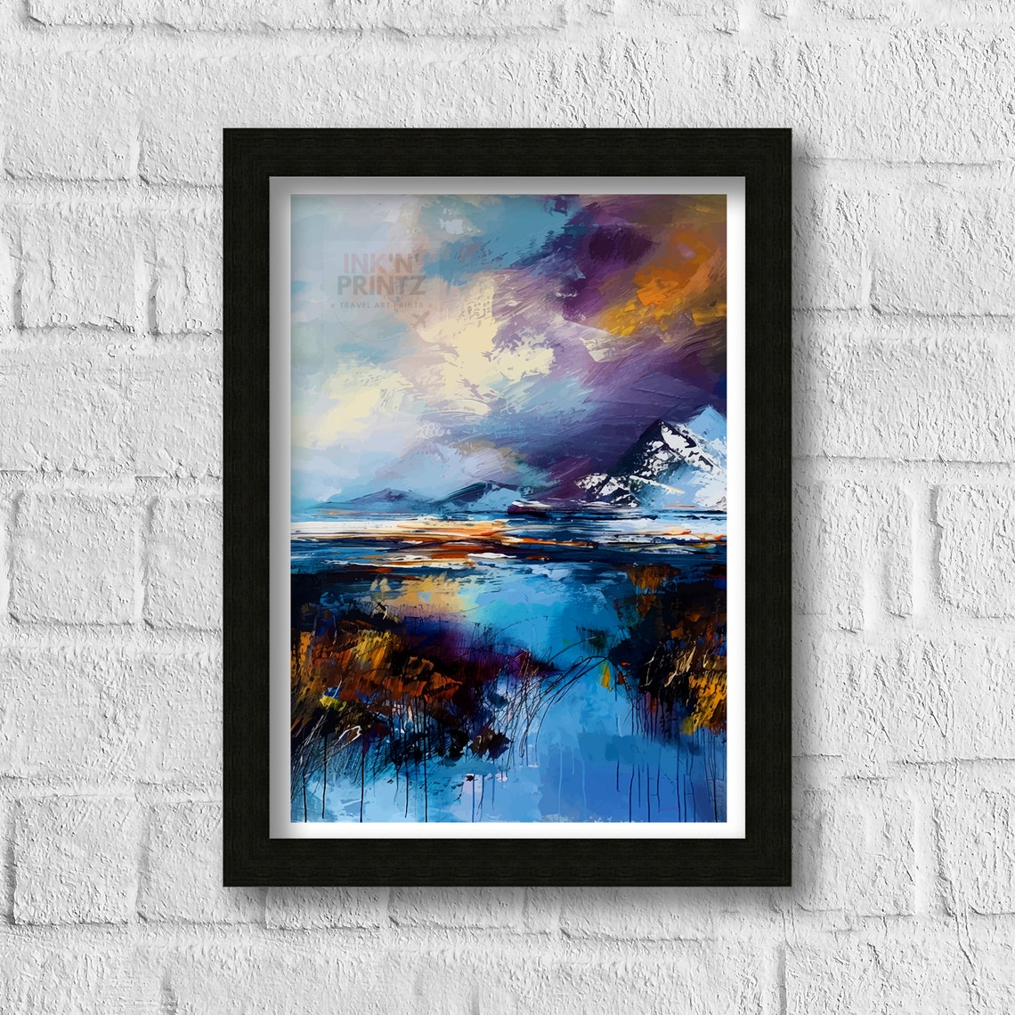 Abstract Stormy Seascape Purple Orange Expressionist Painting Poster - Image 3