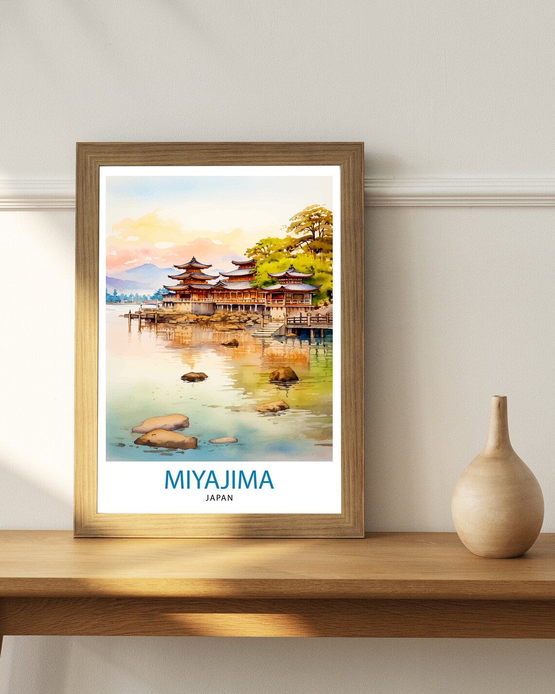 Miyajima Japan Watercolor Itsukushima Shrine Floating Temple Poster - Image 2
