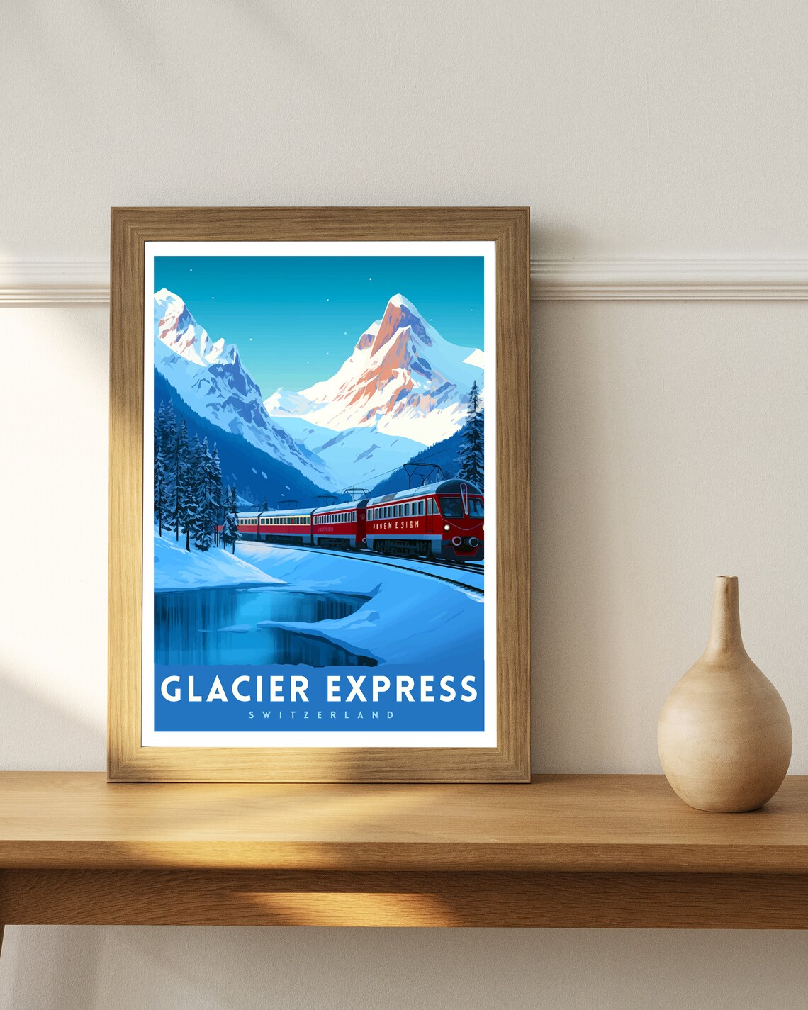 Glacier Express Switzerland Red Train Alpine Snow Travel Poster - Image 2