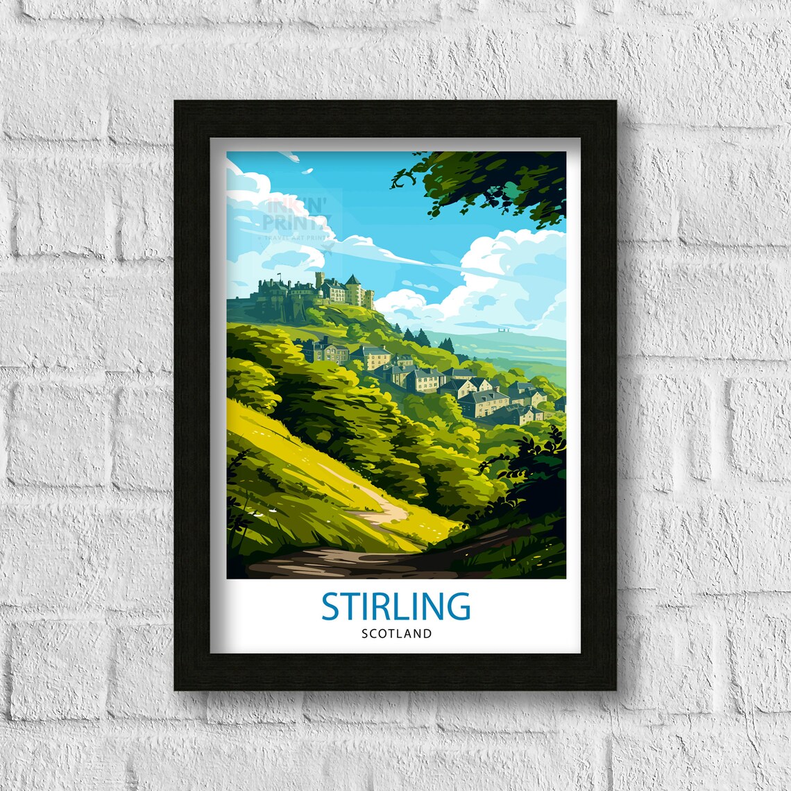 Stirling Scotland Castle Hill Historic Town Vintage Travel Poster - Image 3