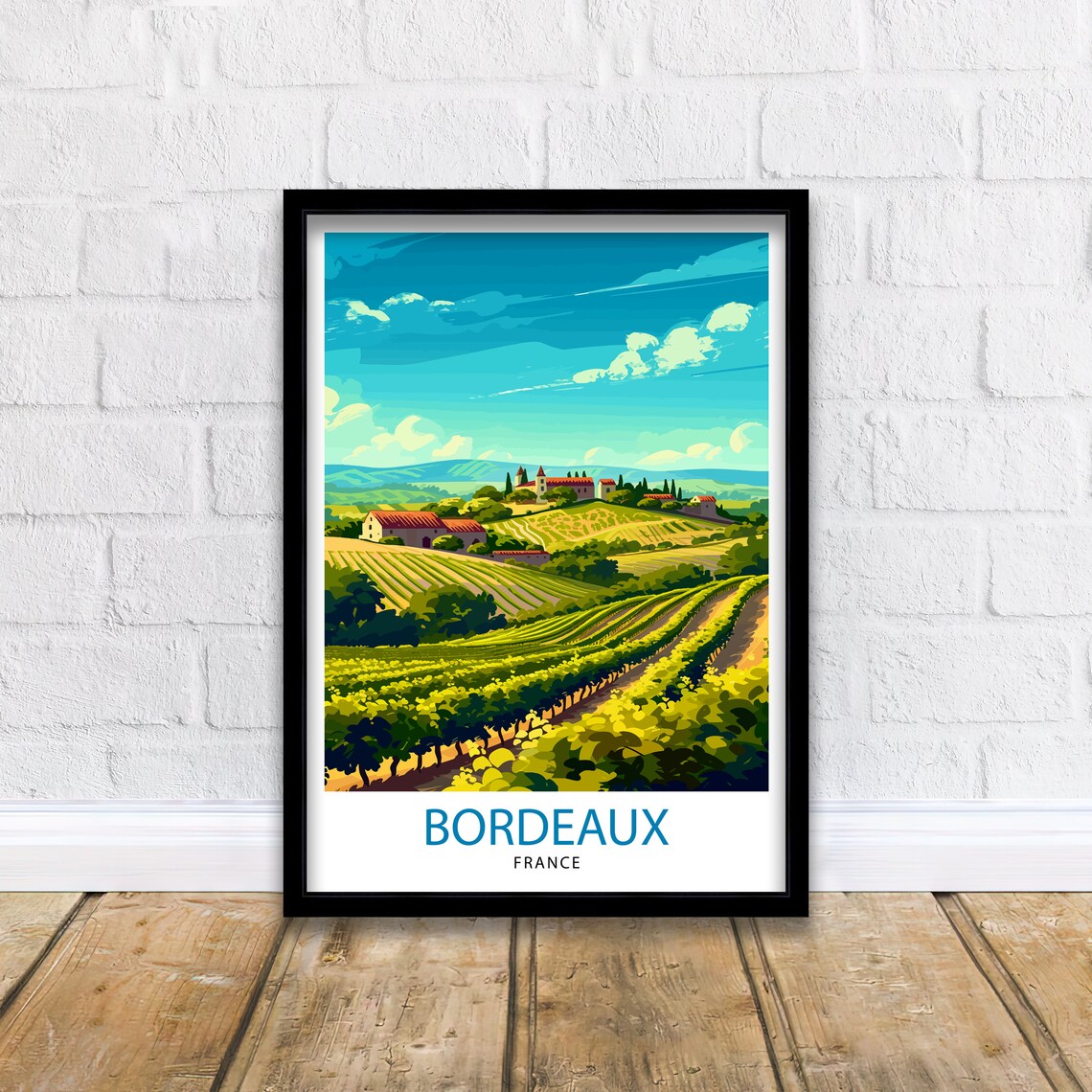 Bordeaux France Vineyard Rolling Hills Chateau Country Poster - Image 3