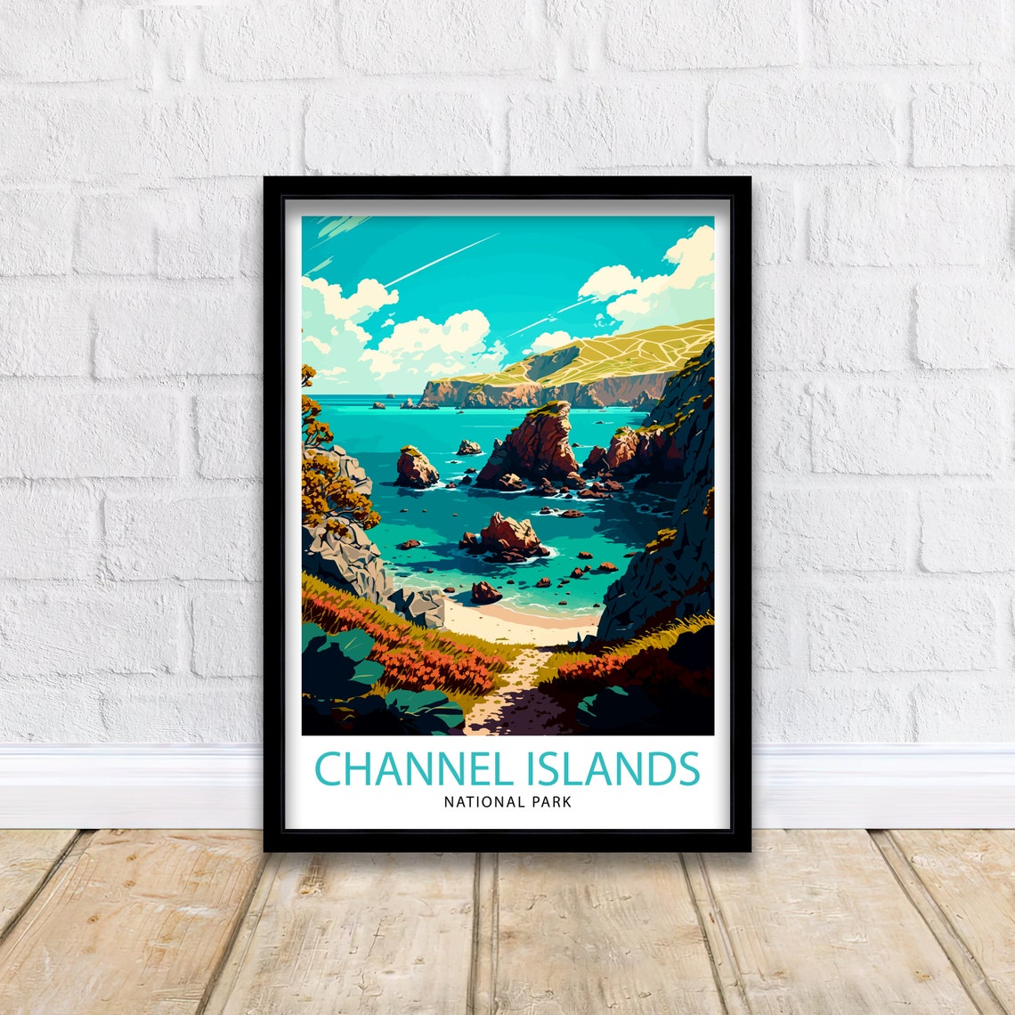 Channel Islands National Park Sea Stacks Cove Teal Water Poster - Image 2