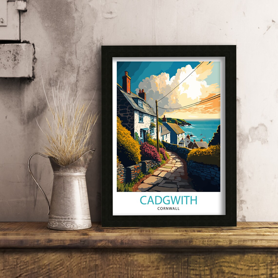 Cadgwith Cornwall Travel Poster, Cornwall Travel Art - Image 3