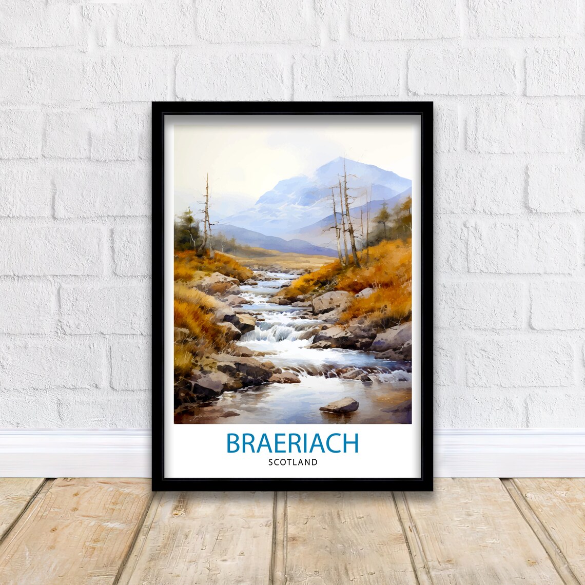 Braeriach Scotland Autumn Stream Watercolor Moorland Mountain Poster - Image 2