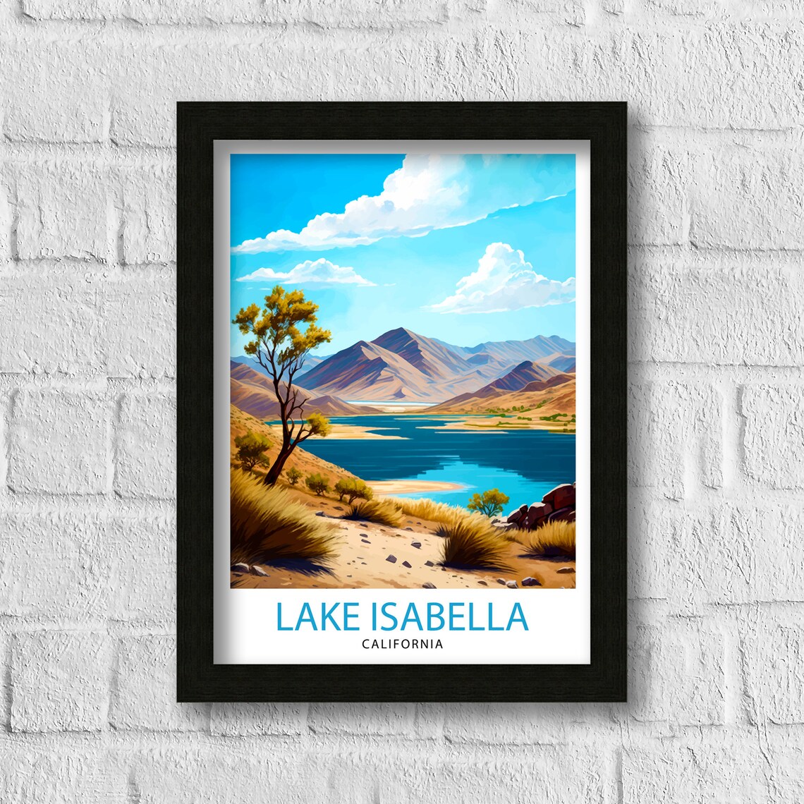 Lake Isabella California Desert Lake Mountains Vintage Travel Poster - Image 3