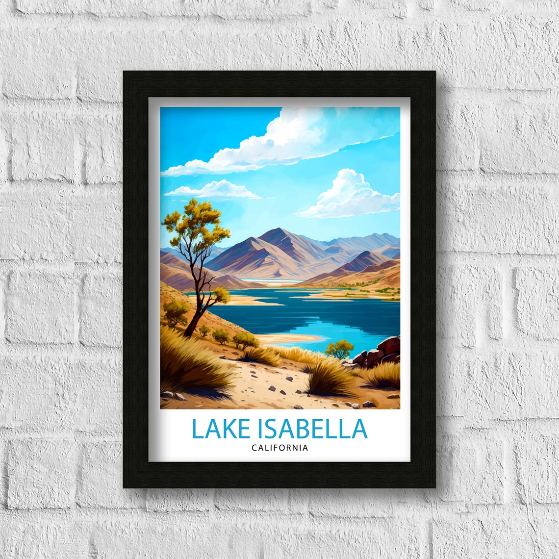 Lake Isabella California Travel Print Lake Isabella Wall Decor Lake Isabella Home Living Decor California Illustration Travel Poster - Image 3