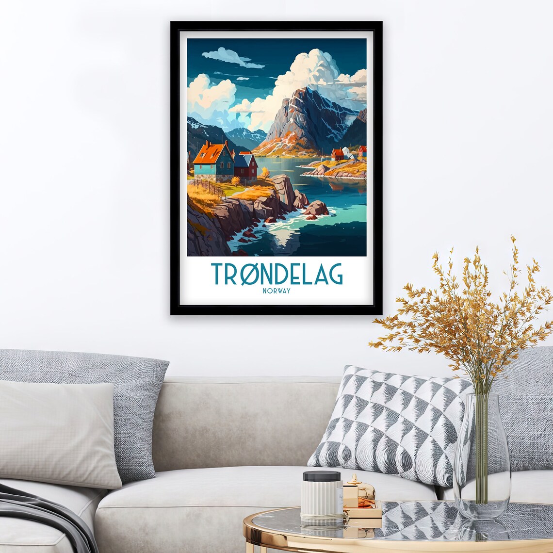 Trondelag Norway Travel Poster, Trondheim Cityscape - Image 2