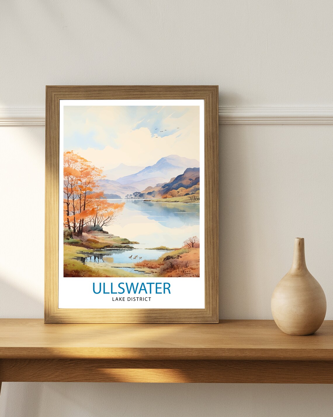 Ullswater Lake District Autumn Lake Mountains Watercolor Poster - Image 2