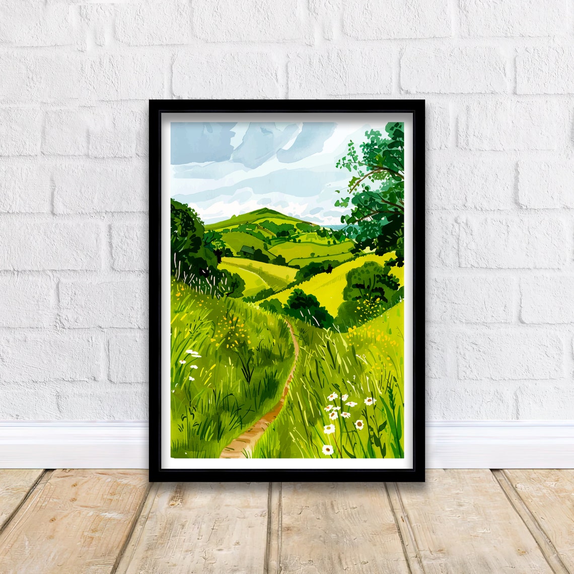 Malvern Hills England Rolling Meadow Footpath Landscape Poster
