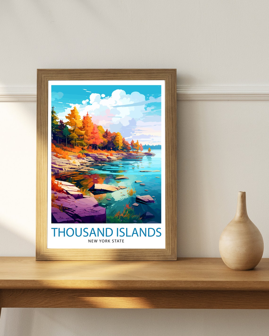 Thousand Islands New York Fall Shoreline Lake Art Travel Poster - Image 3