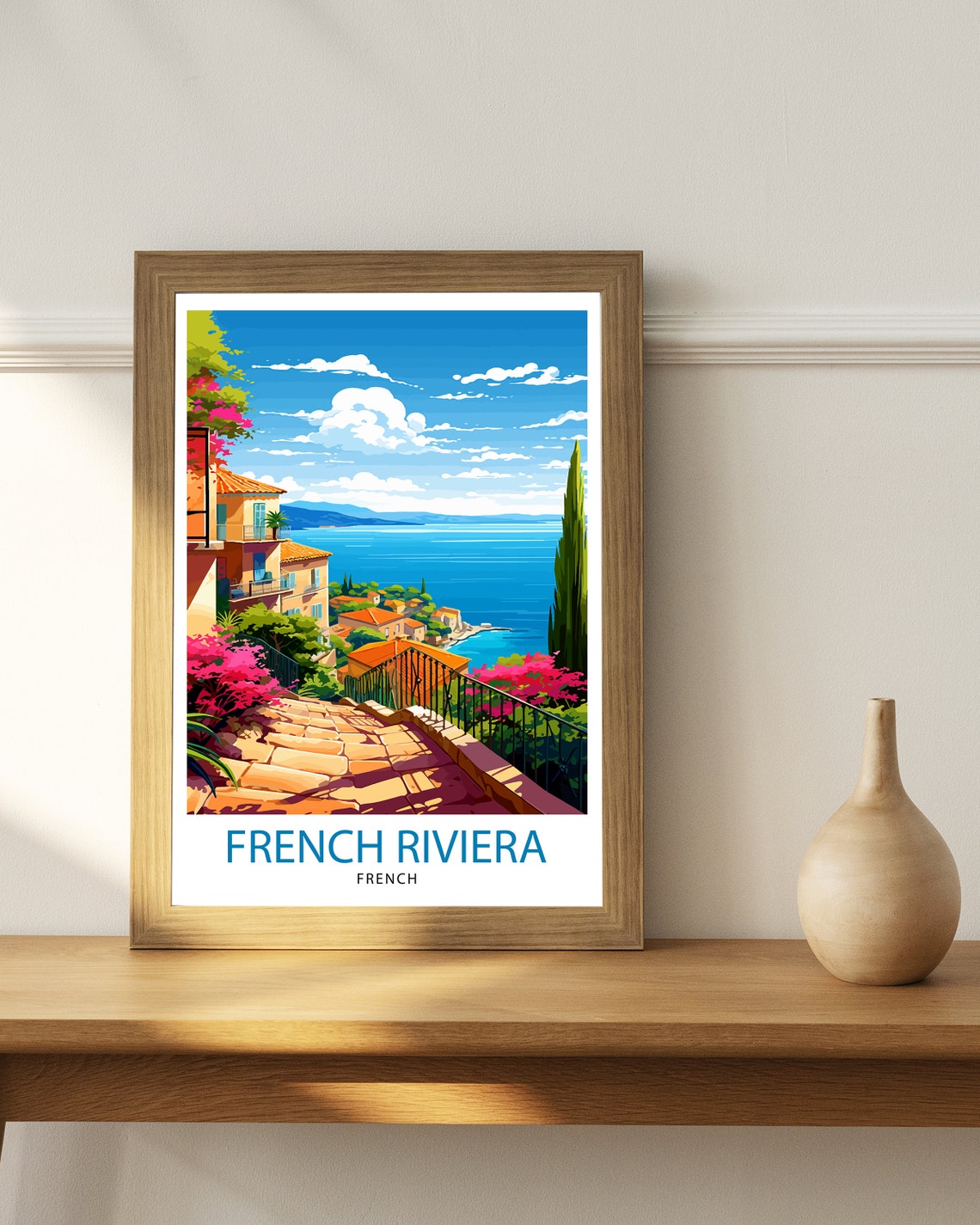 French Riviera Travel Print Riviera Wall Decor French Riviera Poster Mediterranean Travel Prints Riviera Art Print French Riviera - Image 2