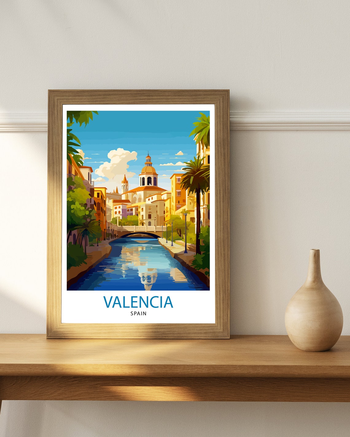 Valencia Spain Vibrant Canal Cathedral Cityscape Travel Poster - Image 2
