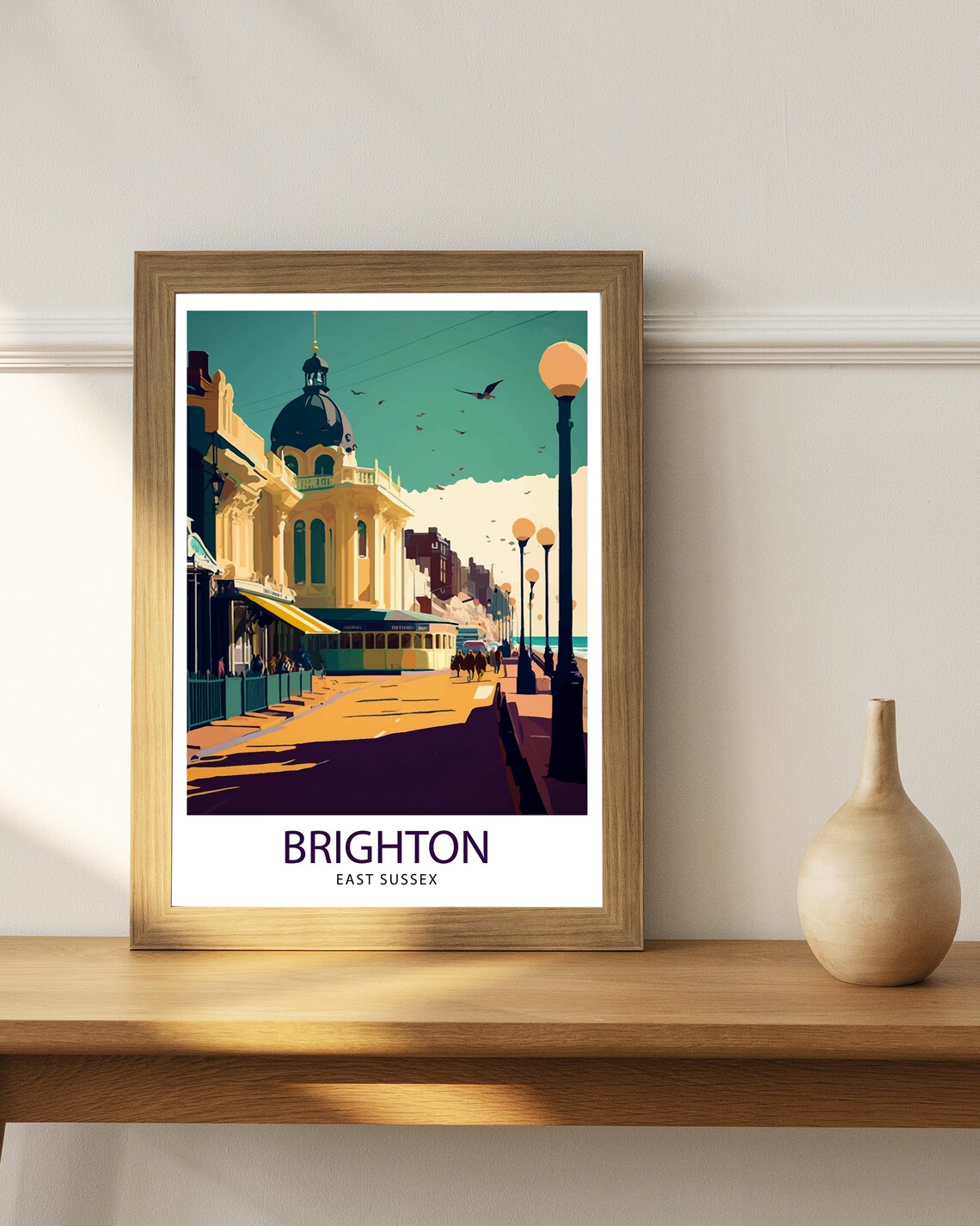 Brighton East Sussex Seaside Promenade Illustrated Travel Poster - Image 2