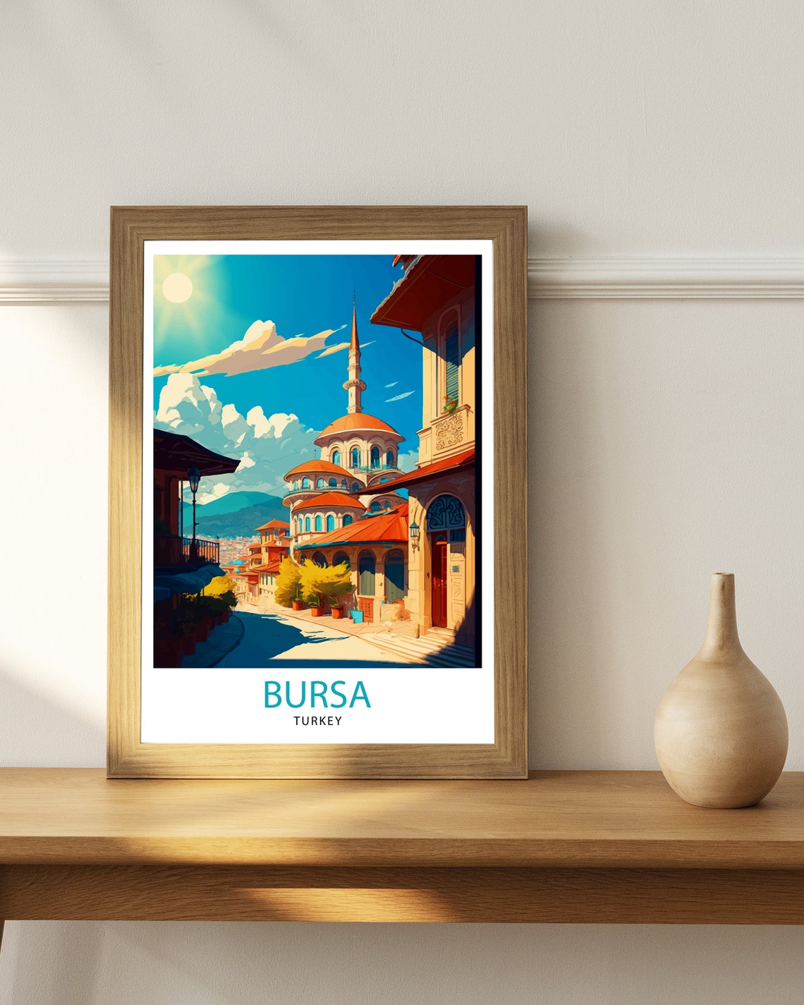 Bursa Turkey Ottoman Mosque Domes Historic Street City Poster - Image 3