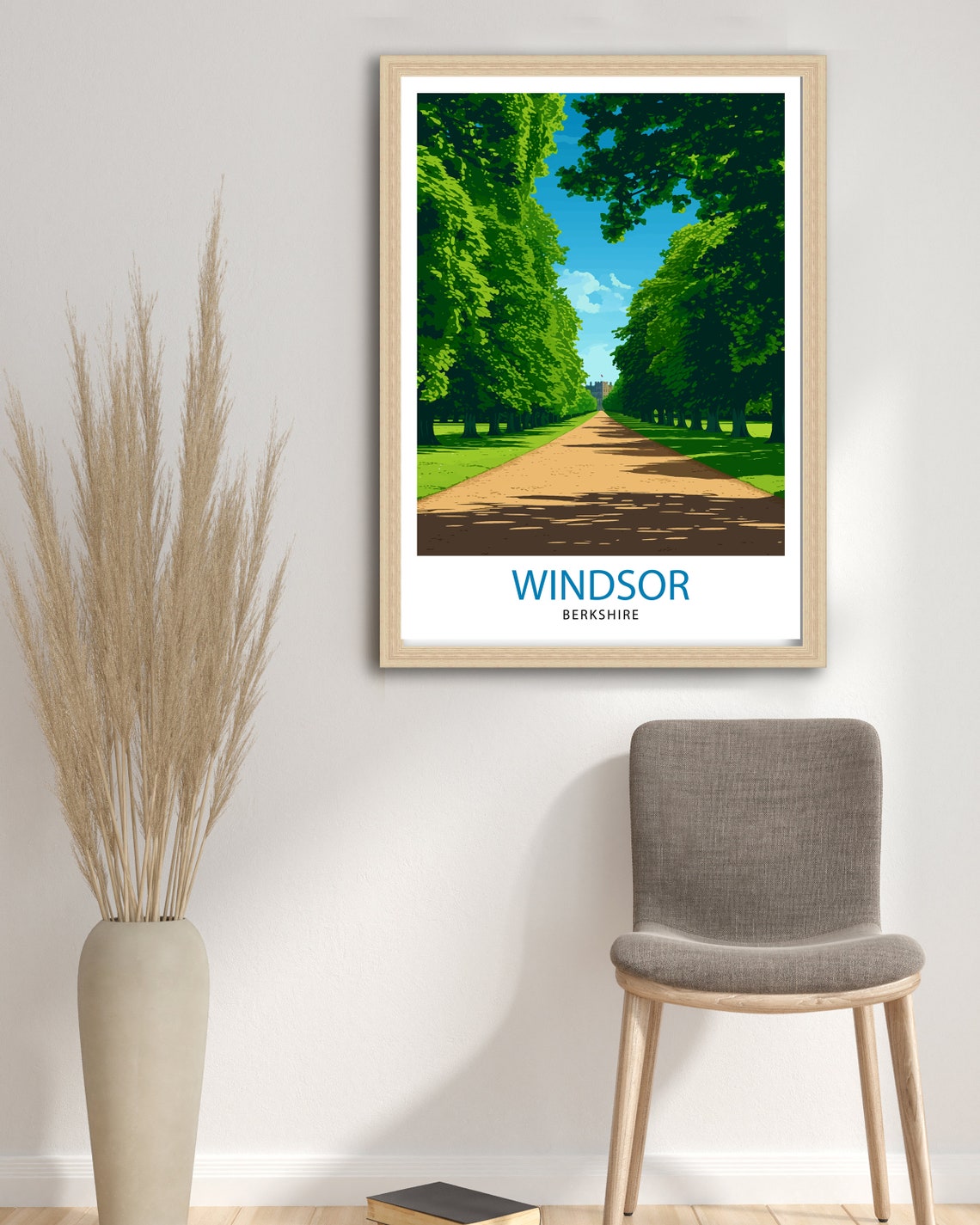 Windsor Berkshire Tree Lined Avenue England Green Landscape Poster - Image 2