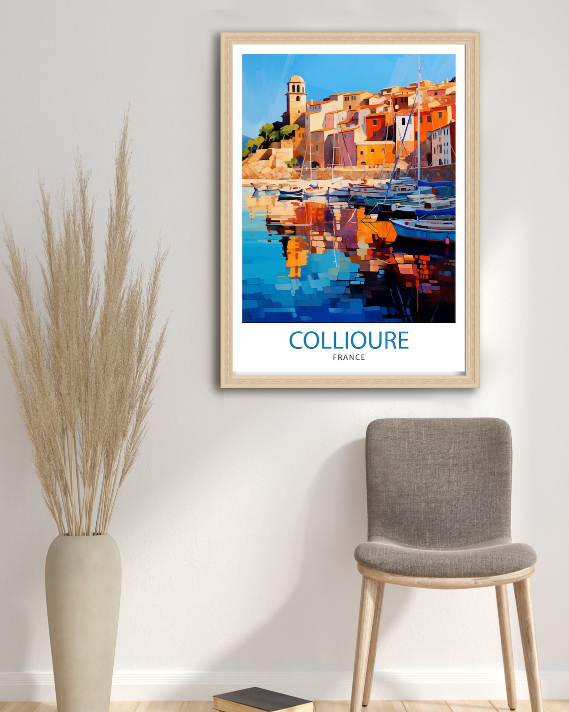 Collioure France Harbor Sunrise Boats Colorful Travel Poster - Image 3