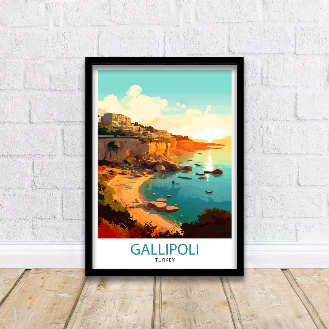 Gallipoli Turkey Sunset Coast Cliffs Beach Vintage Travel Poster - Image 2