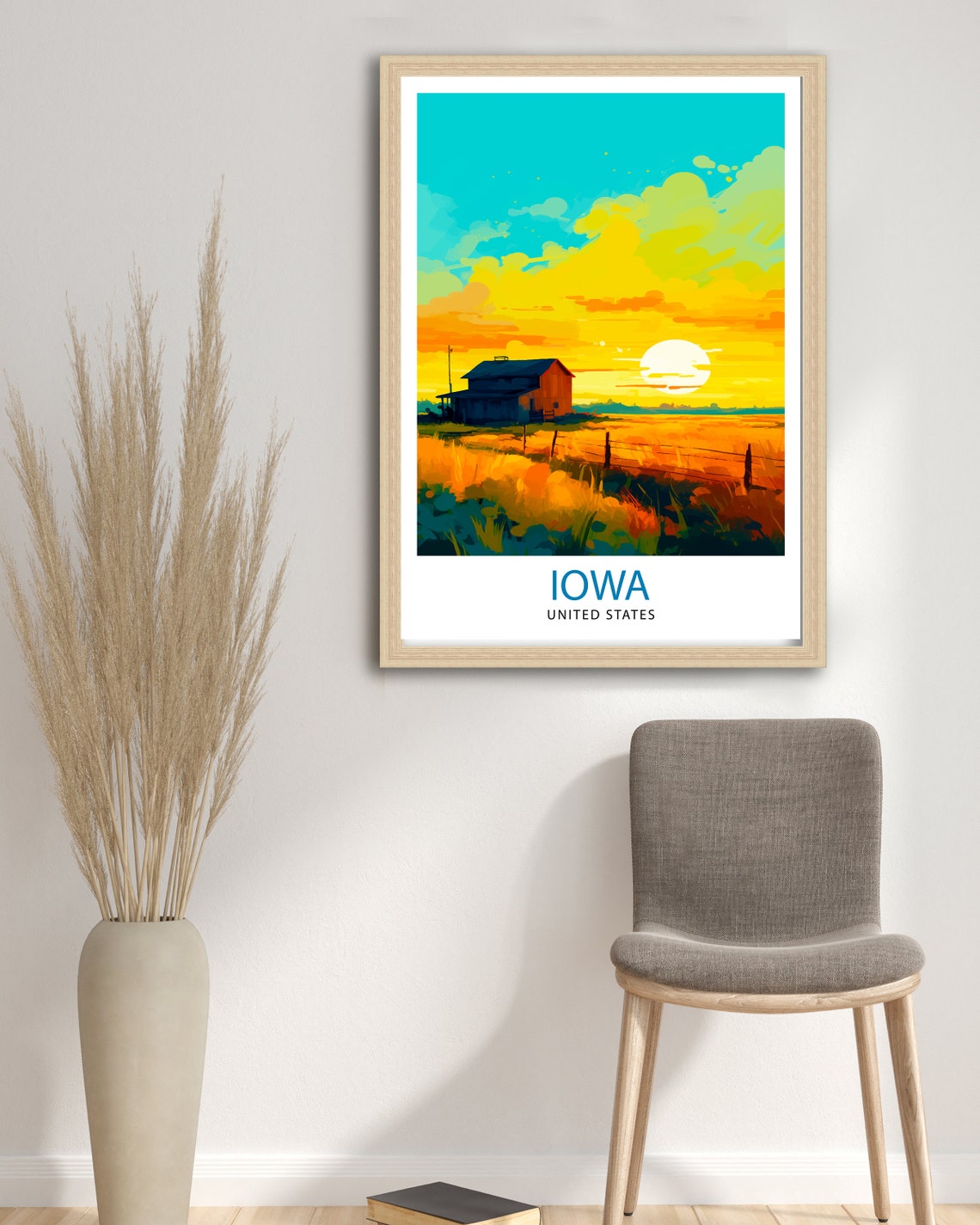 Iowa Usa Travel Print Iowa Wall Decor Iowa Poster Usa Travel Prints Iowa Art Print Iowa Illustration Iowa Wall Art - Image 3