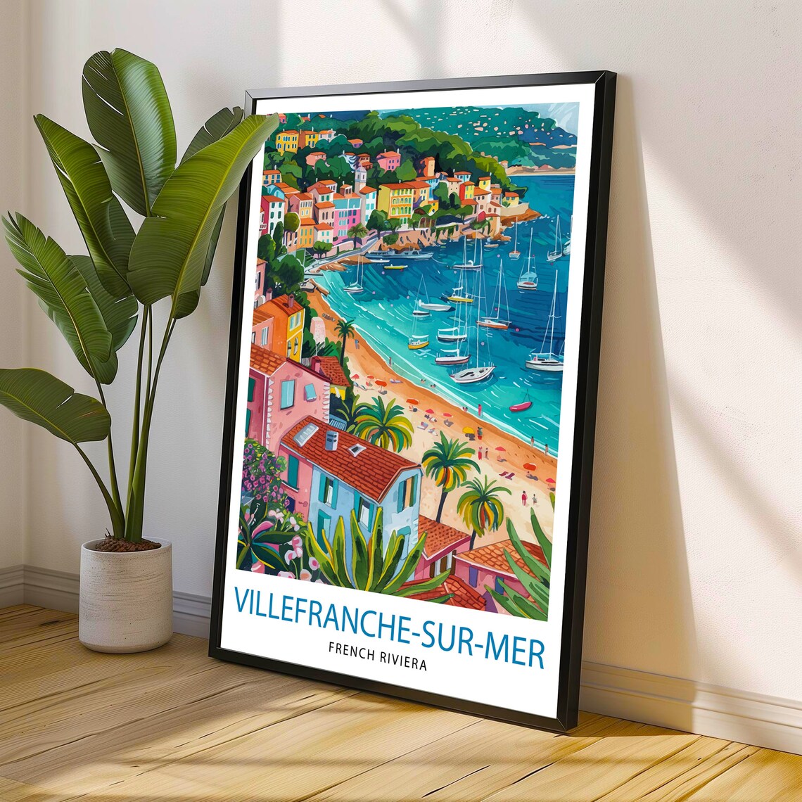 Villefranche Sur Mer French Riviera Colorful Bay Beach Travel Poster - Image 2
