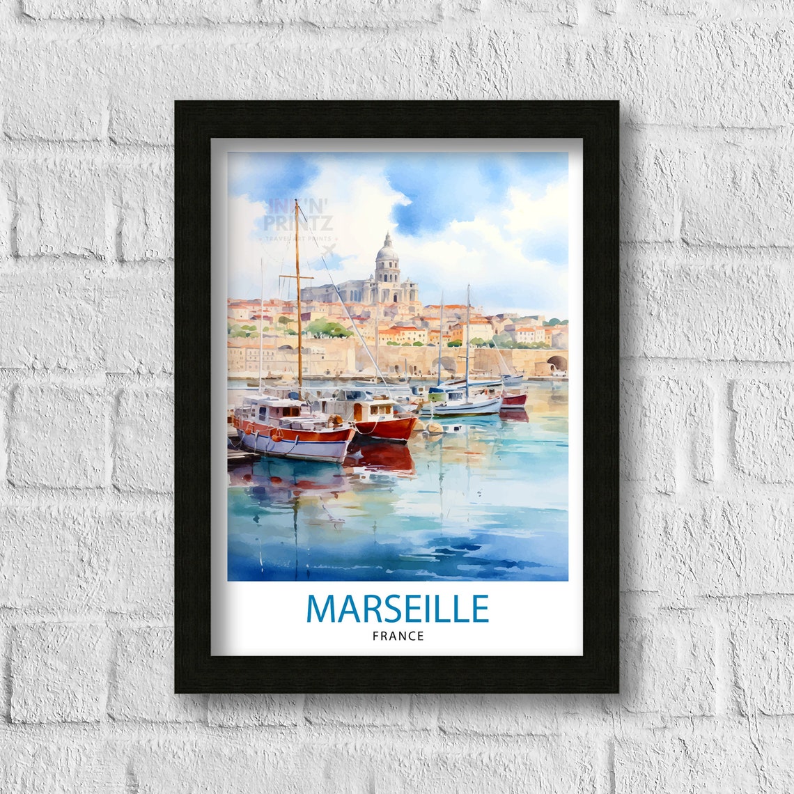 Marseille France Travel Print Marseille Wall Decor Marseille Poster France Travel Prints Marseille Art Print Marseille Illustration - Image 3