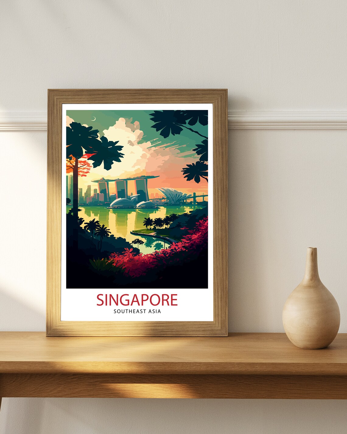 Singapore Travel Poster, Singapore Cityscape Print - Image 2