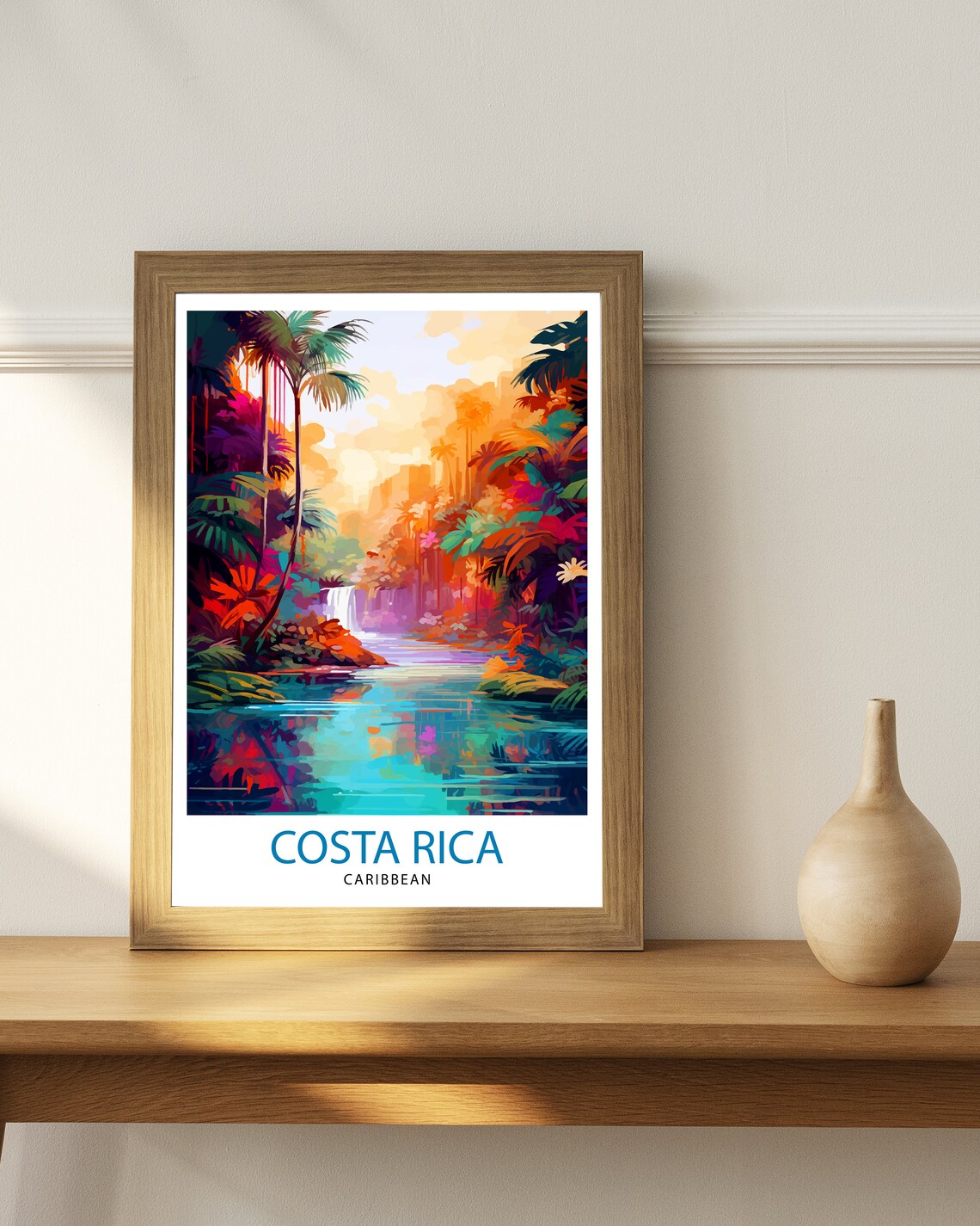 Costa Rica Caribbean Travel Poster, Tropical Rainforest - Image 2