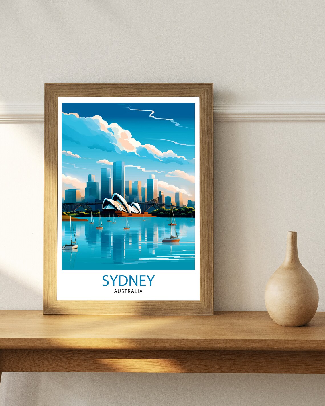 Sydney Australia Opera House Harbour Sailboats Skyline Travel Poster - Image 2