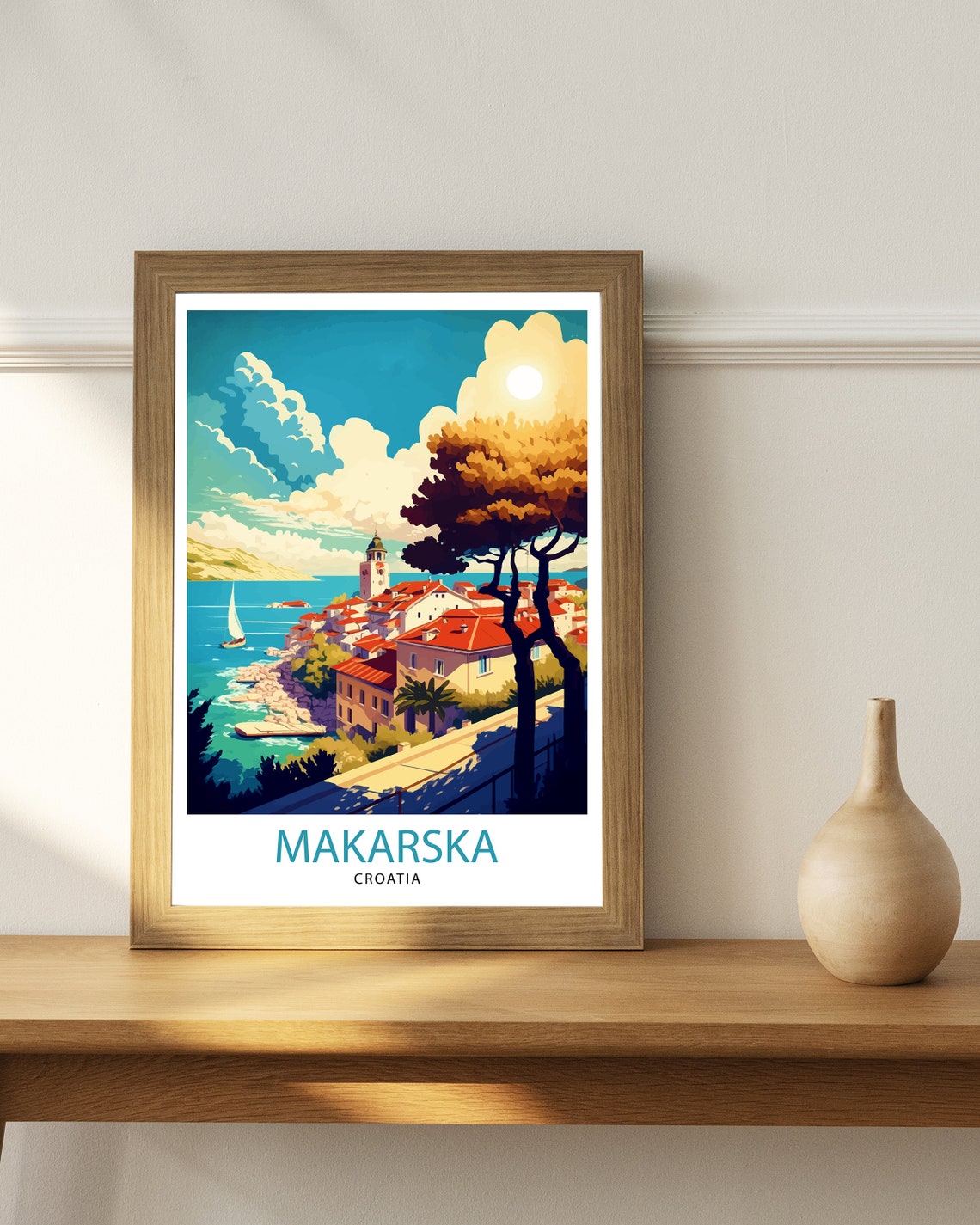 Makarska Croatia Travel Print Makarska Wall Decor Makarska Home Living Decor Makarska Croatia Illustration Travel Poster Gift For Makarska - Image 3