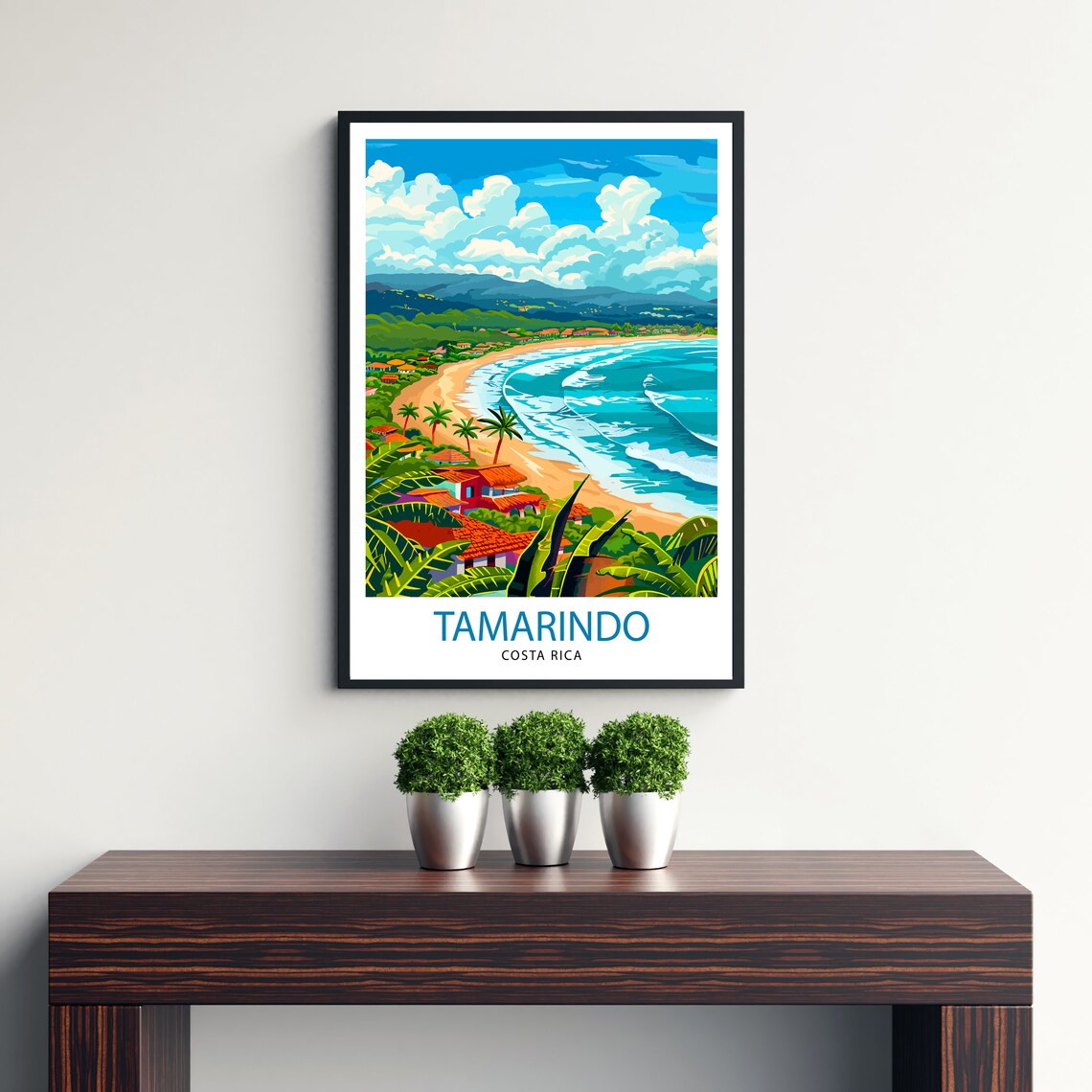 Tamarindo Costa Rica Travel Poster Surf Beach Palm Trees Retro Art - Image 2