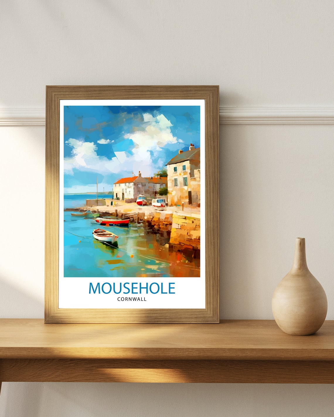 Mousehole Cornwall Fishing Harbour Quayside Cottages Art Poster - Image 3