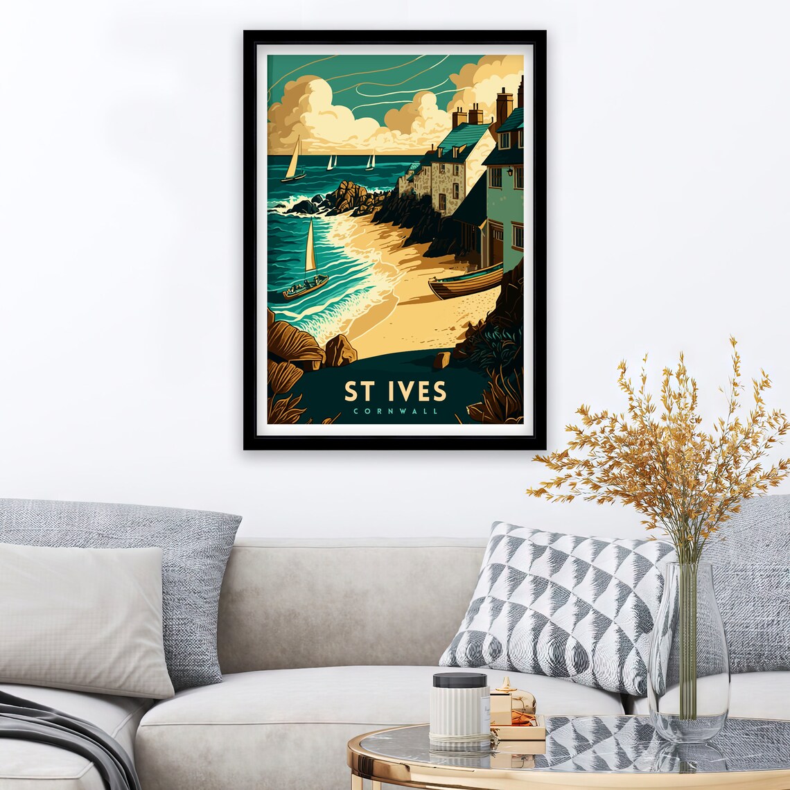 St Ives Cornwall Travel Poster, Cornwall Home Decor - Image 2