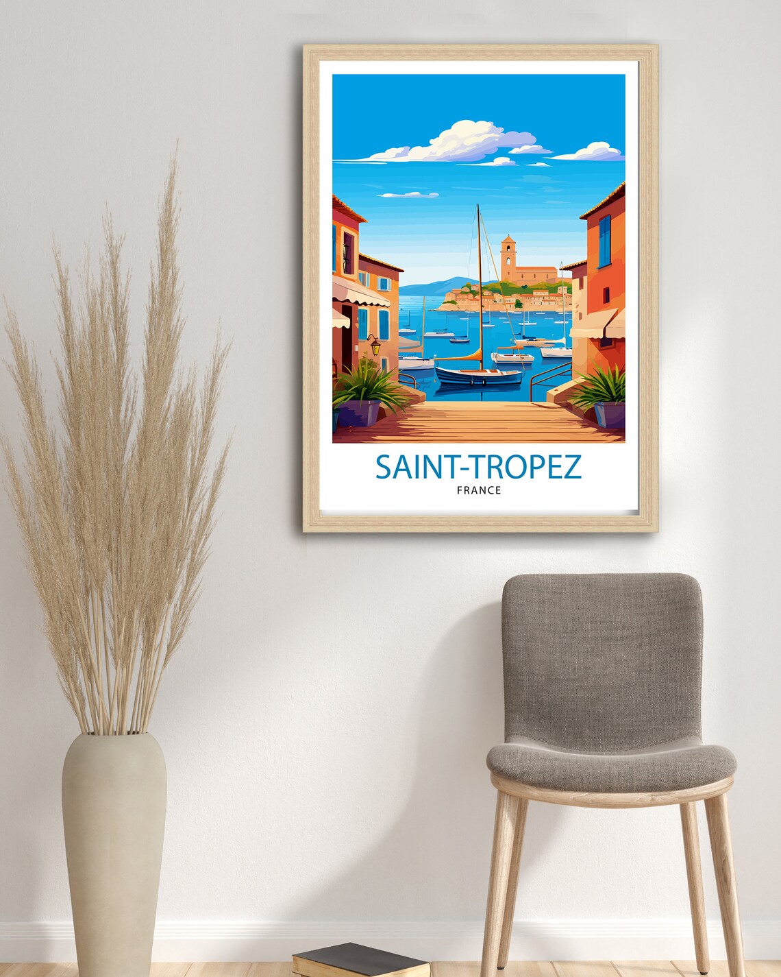 Saint-Tropez France Harbor Sailboats Riviera Vintage Travel Poster - Image 3