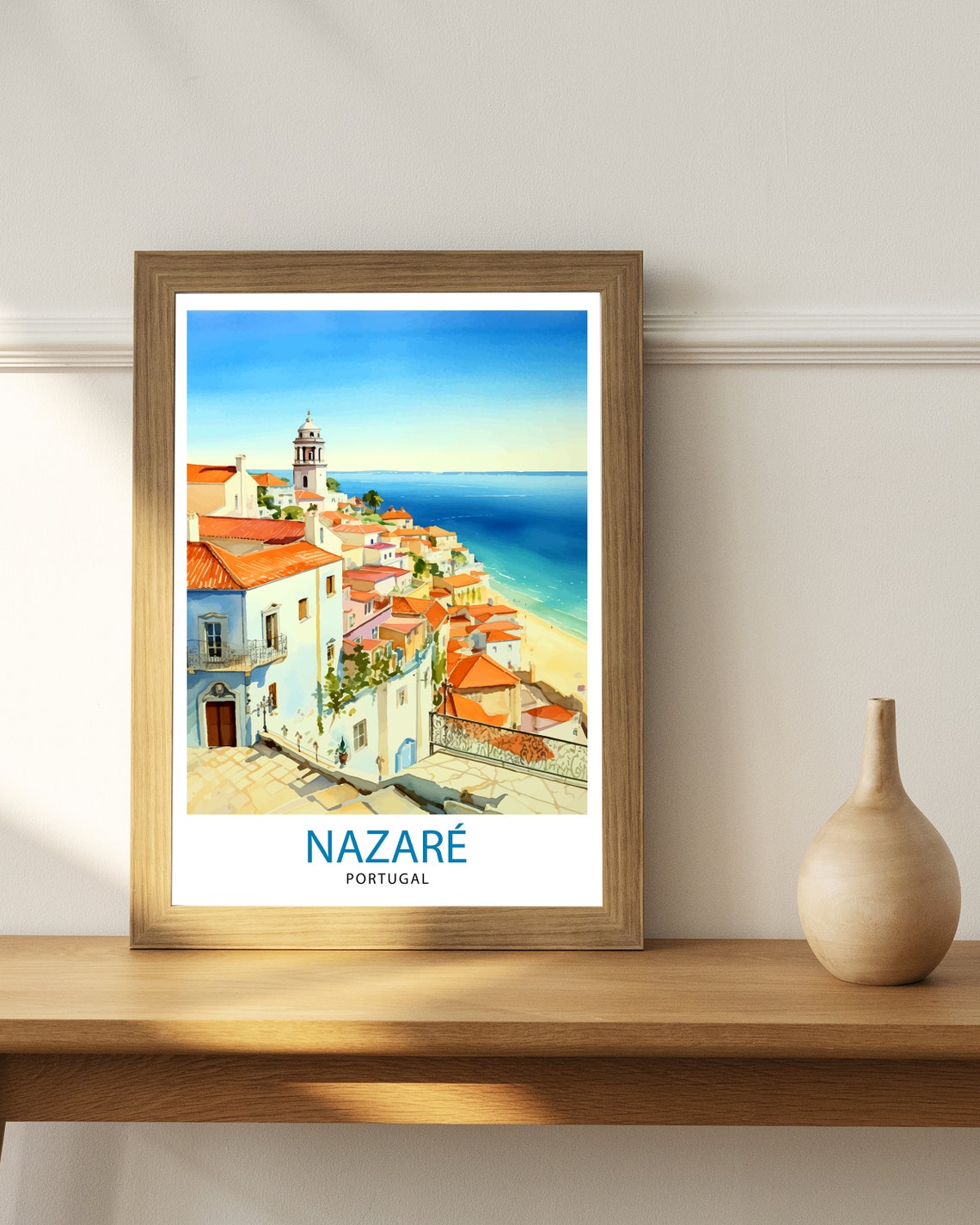 Nazare Portugal Travel Print Nazare Wall Decor Nazare Poster Portugal Travel Prints Nazare Art Print Nazare Illustration Nazare Wall Art - Image 3