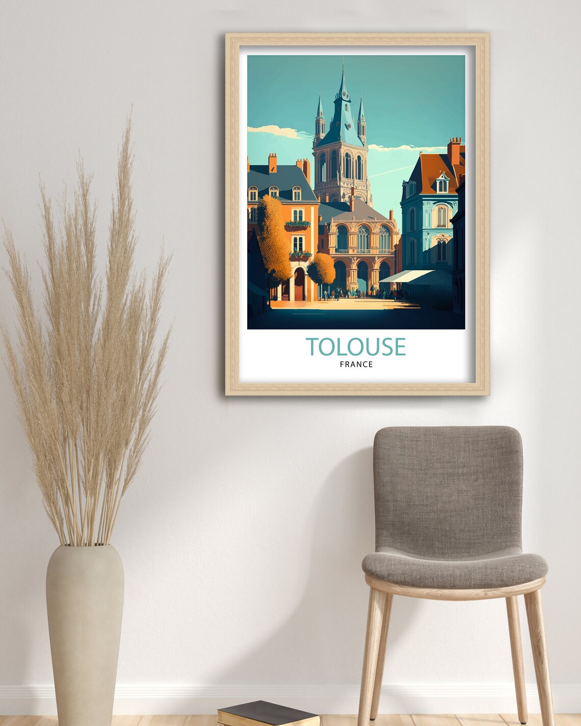 Toulouse France Historic Church Square Vintage Travel Poster - Image 3