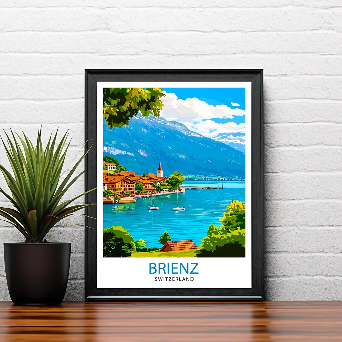 Brienz Switzerland Alpine Lake Vintage Style Travel Poster Wall Decor - Image 2