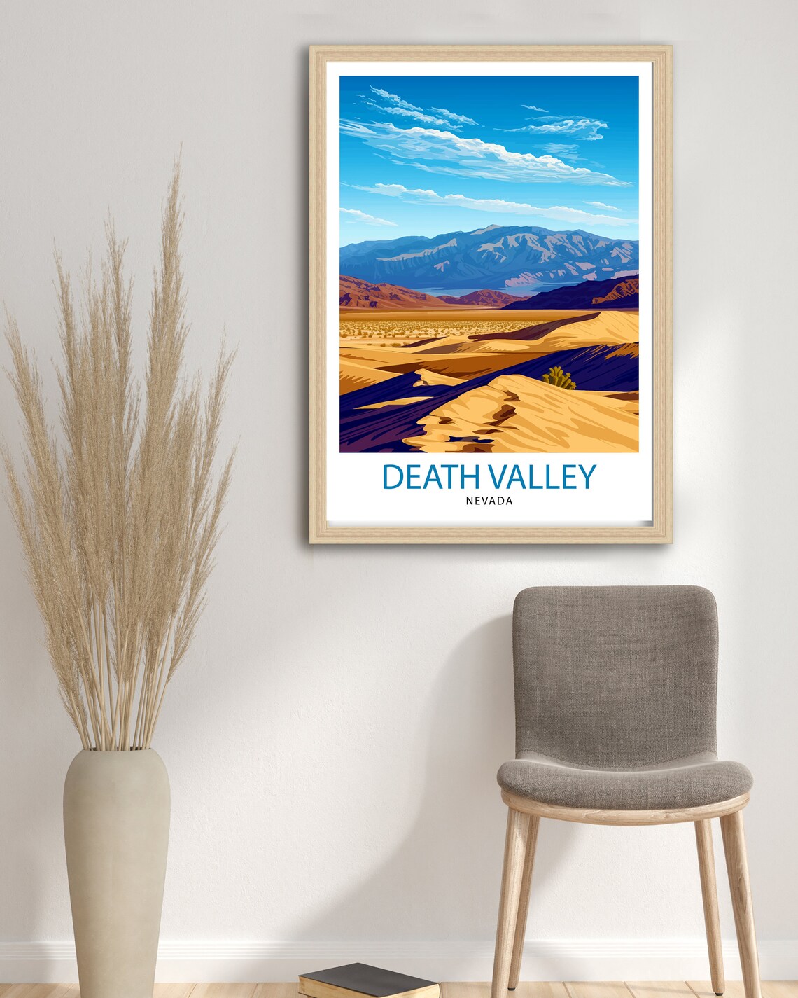 Death Valley Nevada Golden Dunes Desert Mountains Travel Poster - Image 2